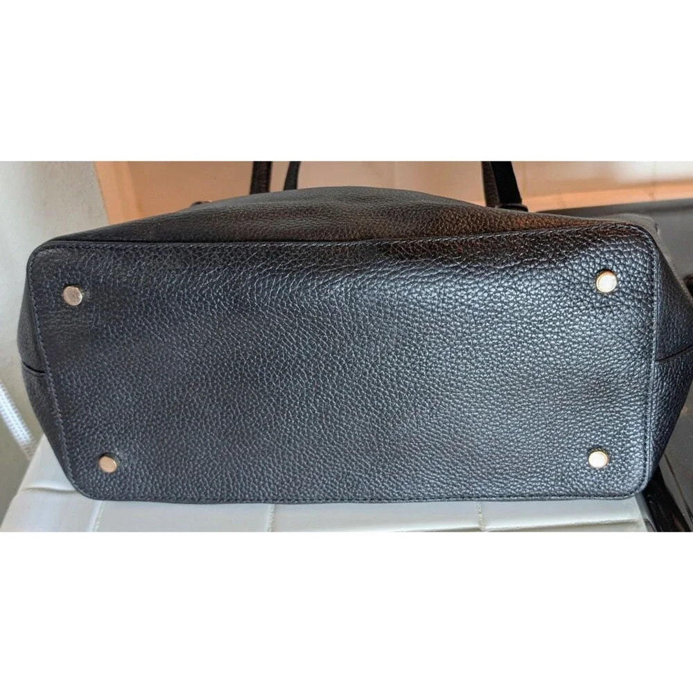 Kate Spade Black Pebbled Leather Shoulder Tote Bag Zip Top Designer